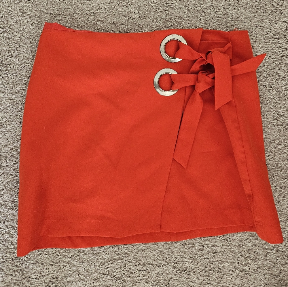 Elegant Red Wrap Skirt